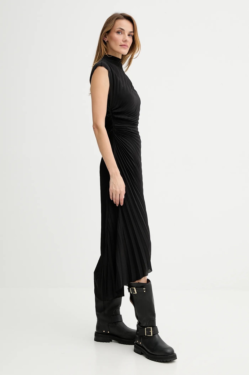 Платье AllSaints RAYANNA цвет чёрный midi расклешённое W017DD