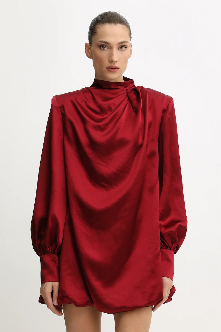 Сукня Undress Code колір бордовий mini розкльошена 1079