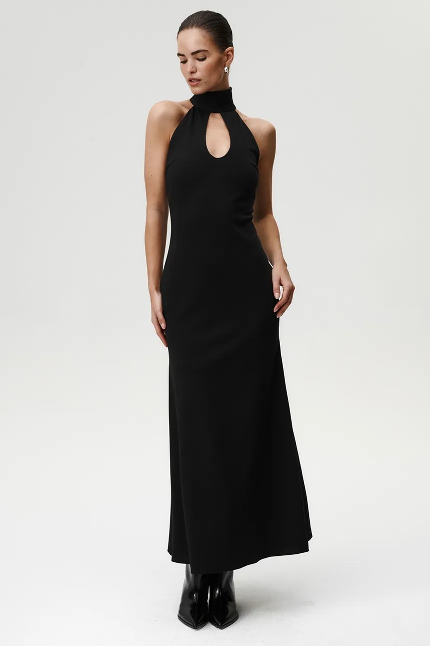 Сукня Undress Code колір чорний maxi розкльошена 1064