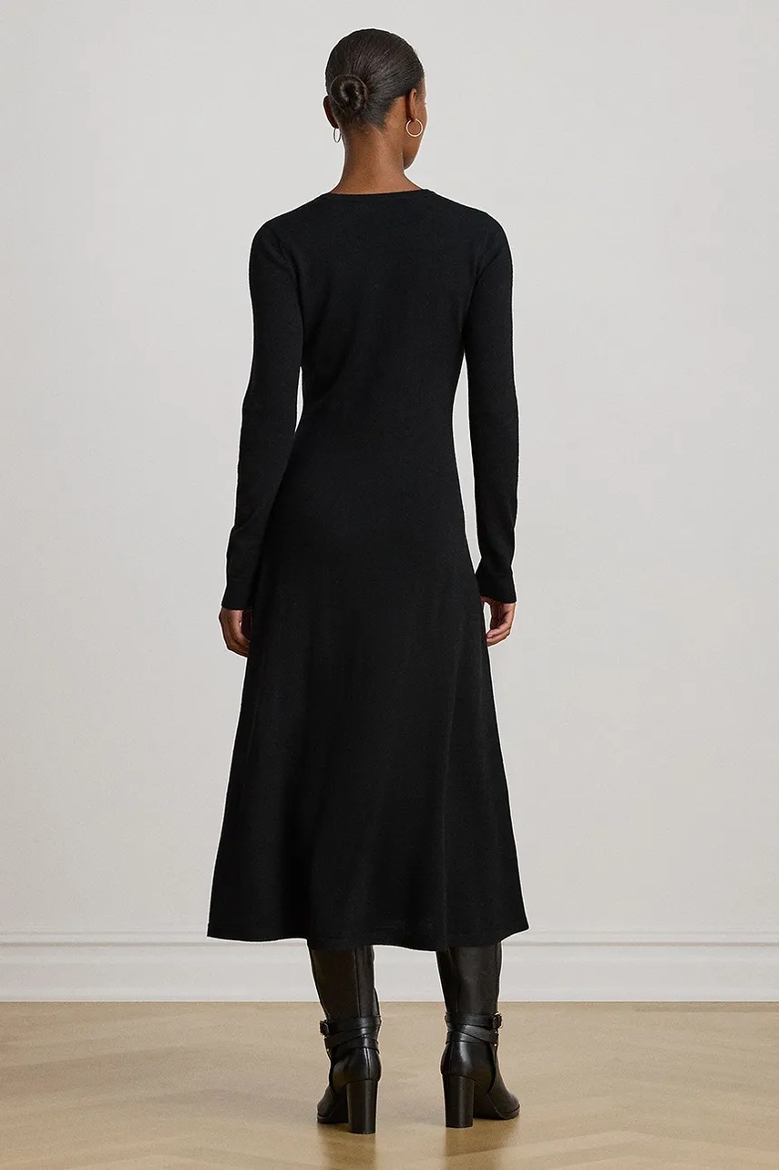 Вовняна сукня Lauren Ralph Lauren колір чорний maxi розкльошена 200979711