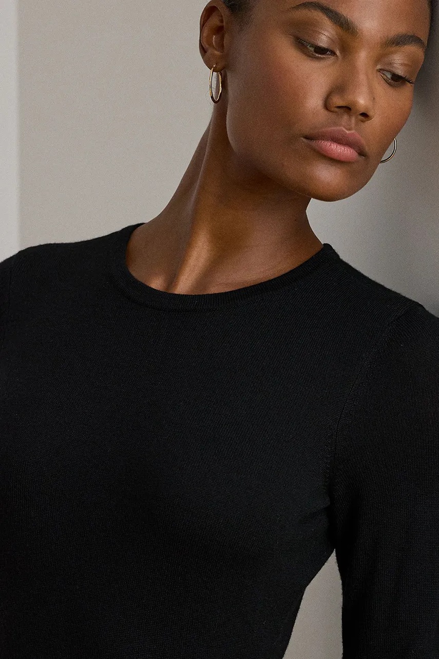 Вовняна сукня Lauren Ralph Lauren колір чорний maxi розкльошена 200979711