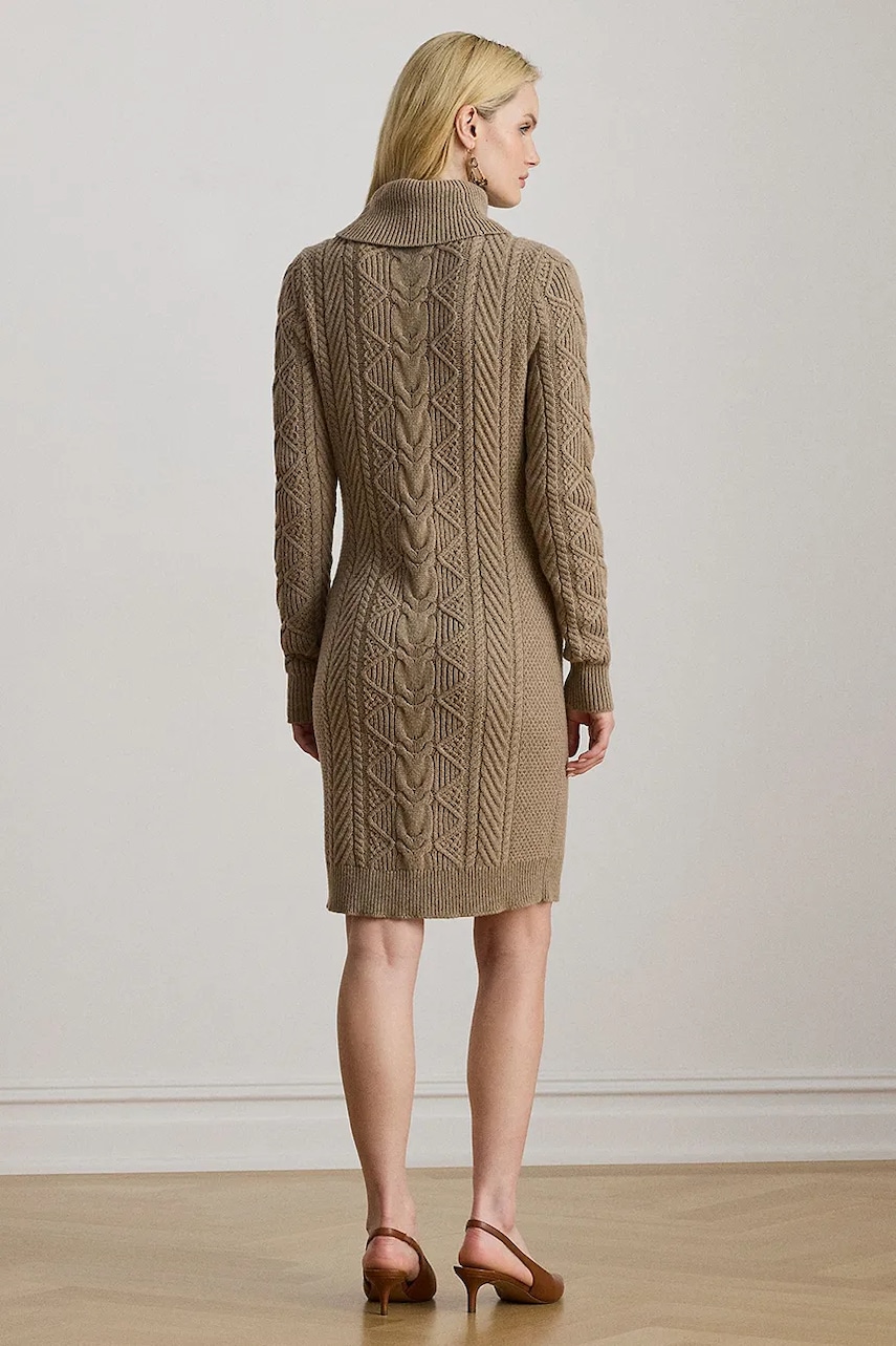 Платье с добавлением шерсти Lauren Ralph Lauren цвет бежевый mini облегающее 200979705