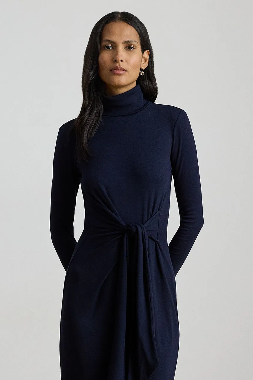 Сукня Lauren Ralph Lauren колір синій midi облягаюча 200980028