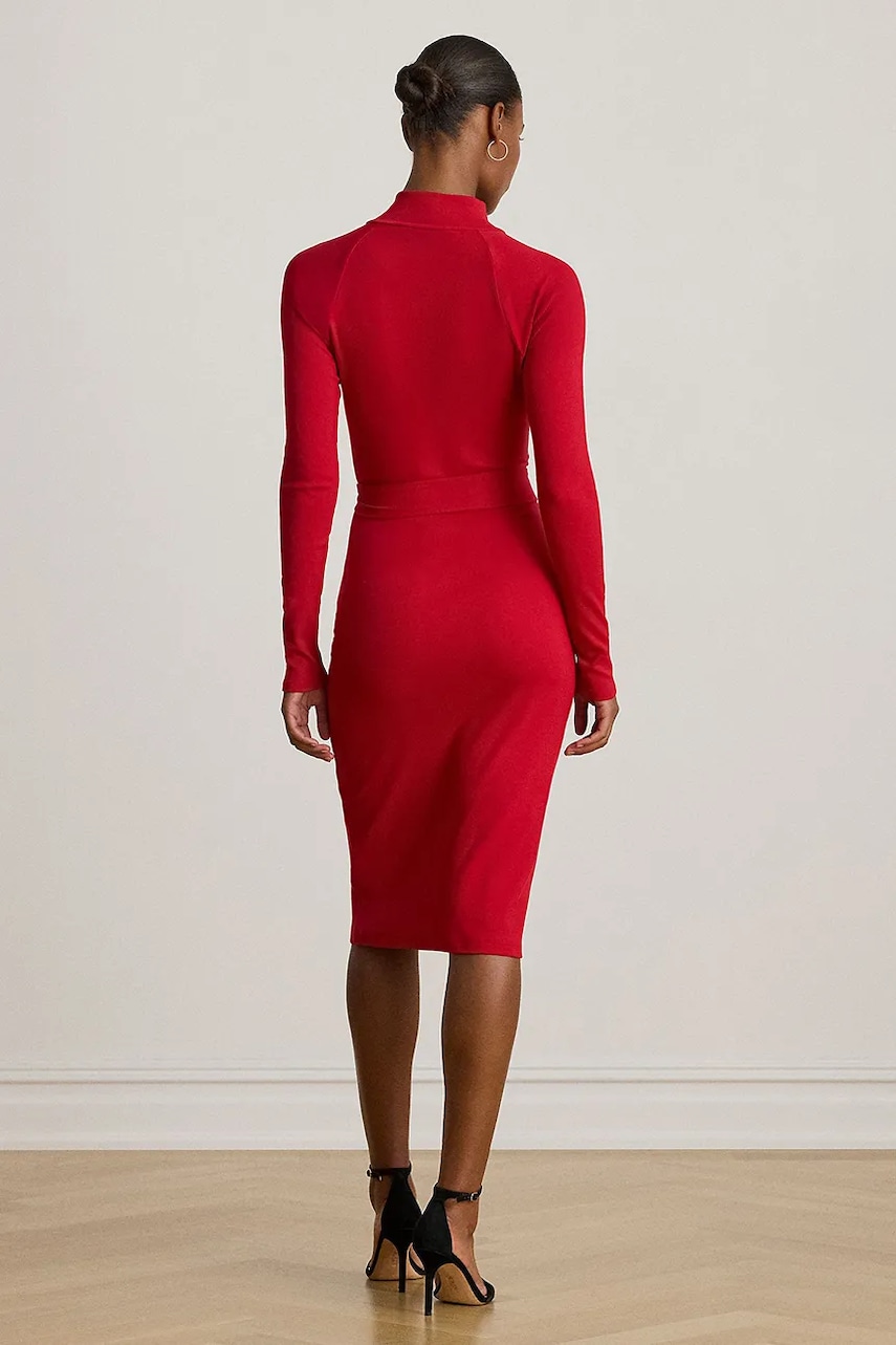 Платье Lauren Ralph Lauren цвет красный midi облегающее 200980036 Платье Lauren Ralph Lauren цвет красный midi облегающее 200980036