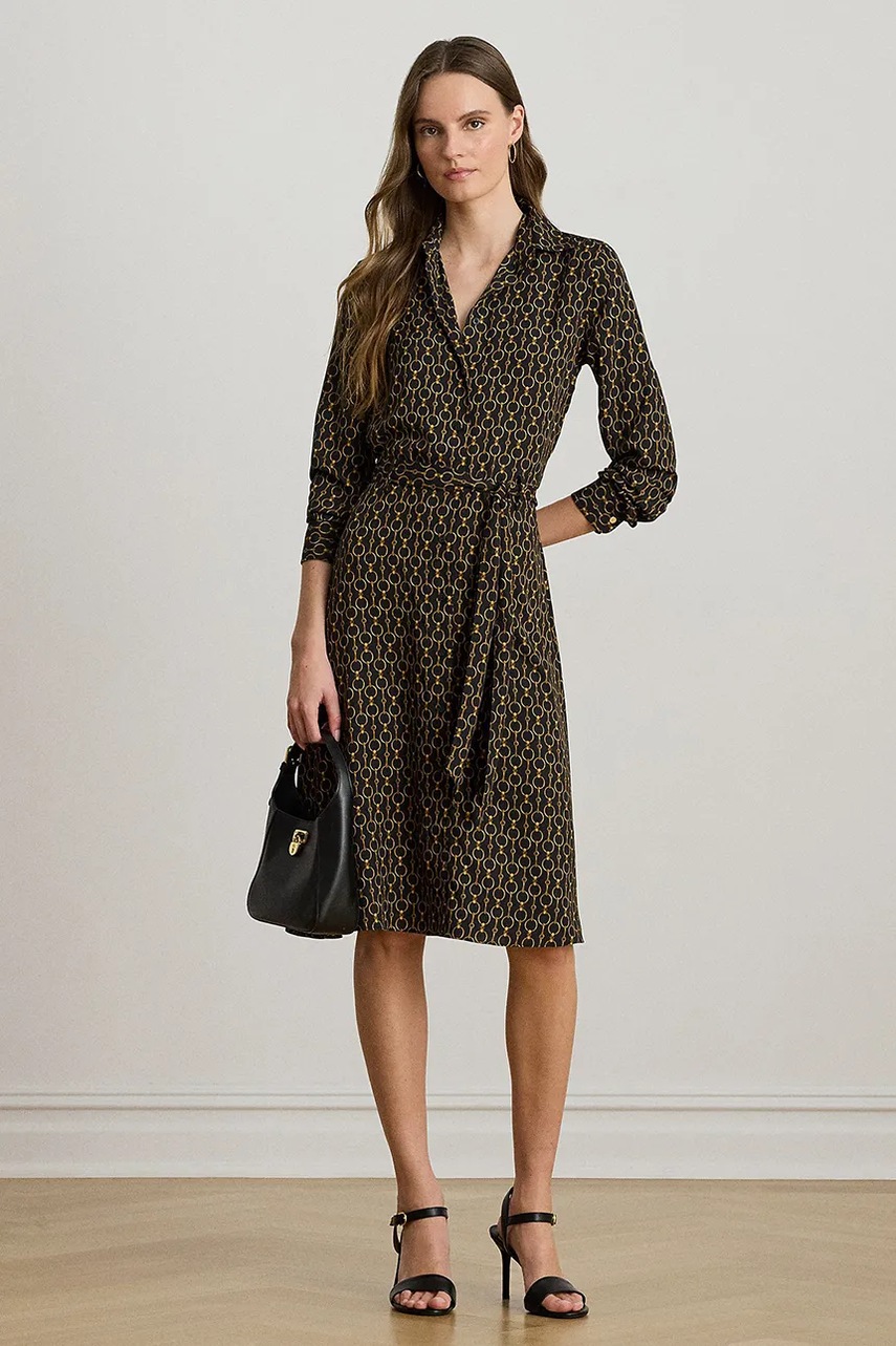 Levně Šaty Lauren Ralph Lauren černá barva, midi, 200979912