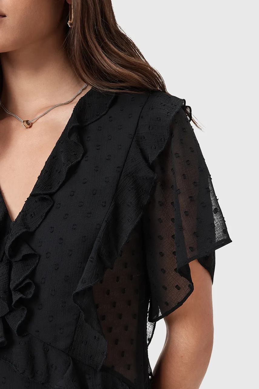 Платье AllSaints MARI цвет чёрный maxi расклешённое W016DD