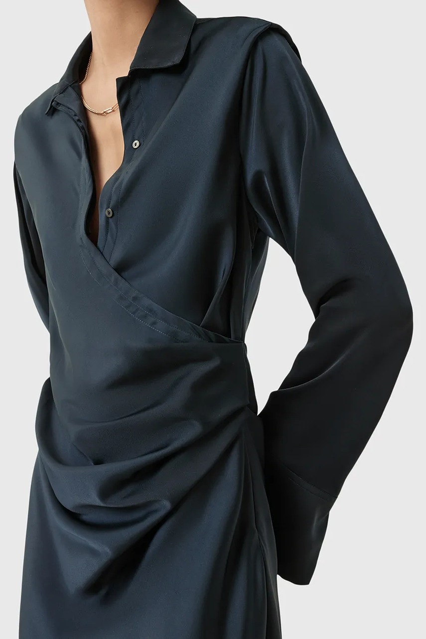 Платье AllSaints TIRA цвет синий mini облегающее W013DD