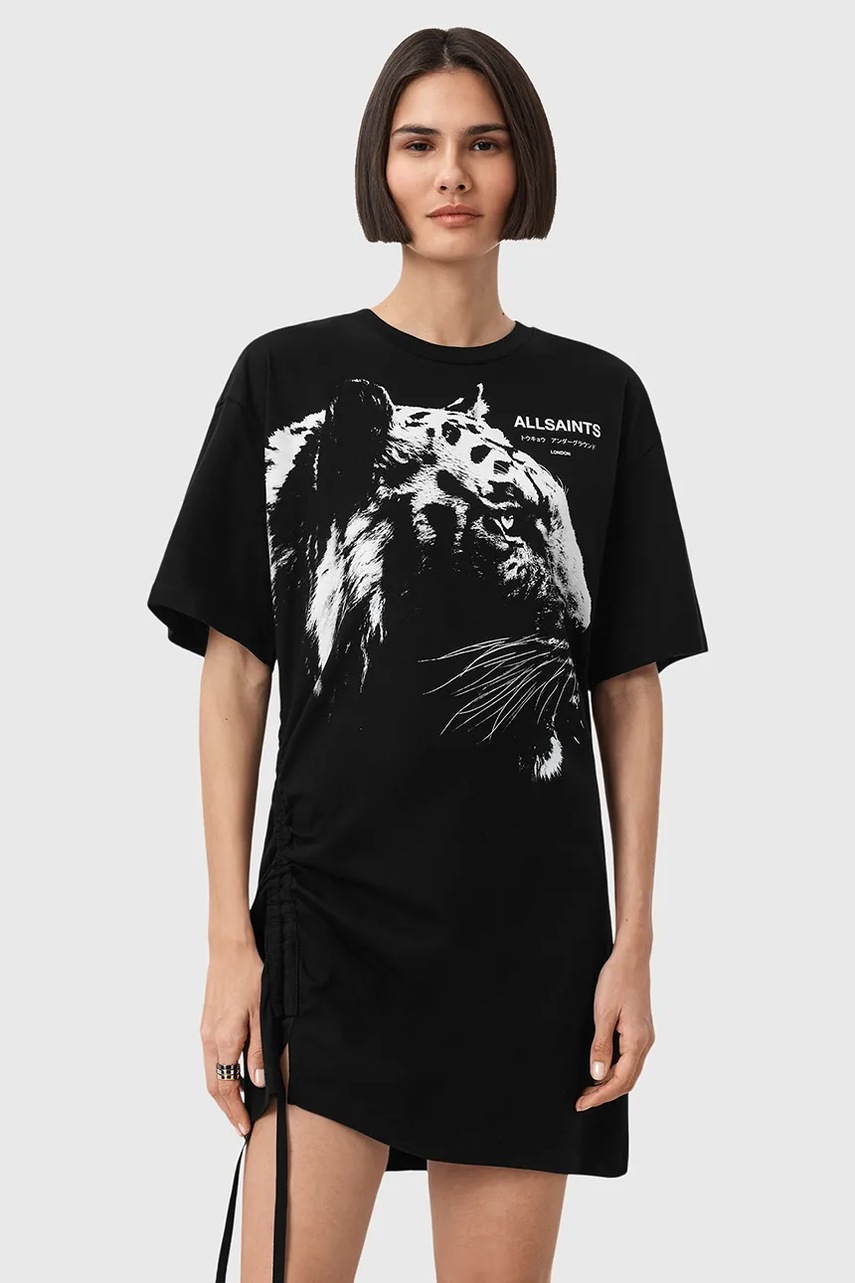 Хлопковое платье AllSaints IVANA цвет чёрный mini oversize W077DD