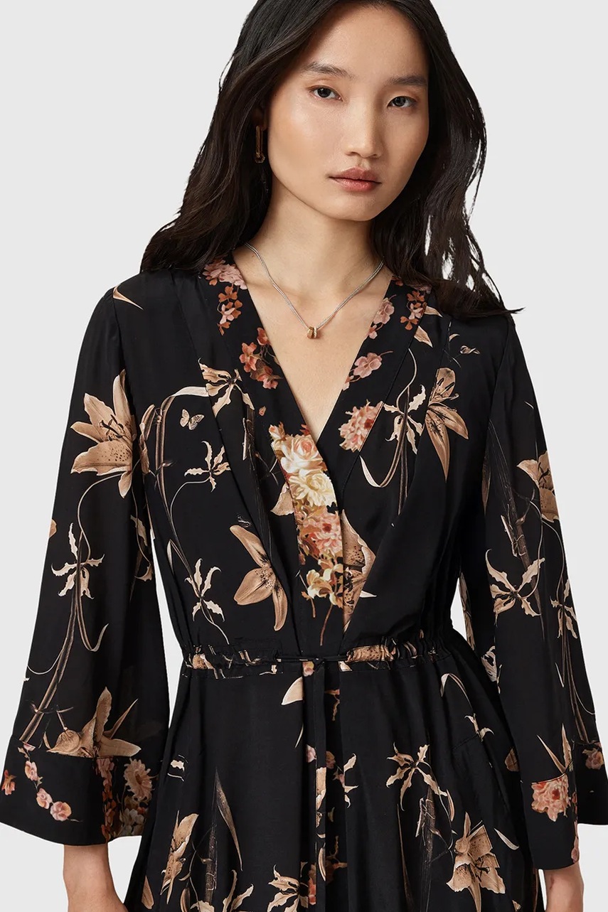 Платье AllSaints DIANA цвет чёрный maxi расклешённое W020DD