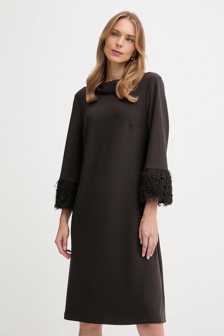 Joseph Ribkoff rochie culoarea maro, midi, drept, 253054F25