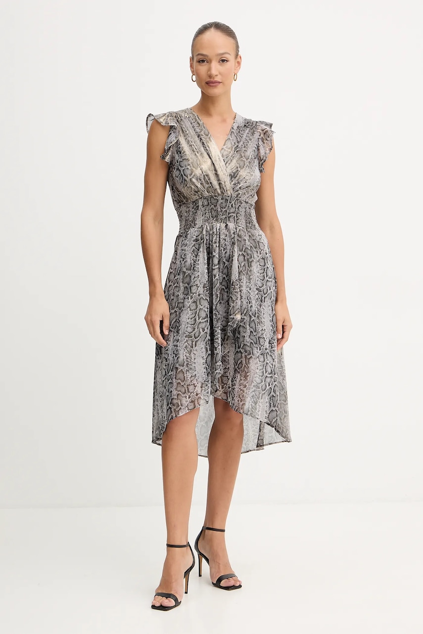 Morgan rochie culoarea gri, mini, evazați, RCOBA.F Morgan rochie culoarea gri, mini, evazați, RCOBA.F