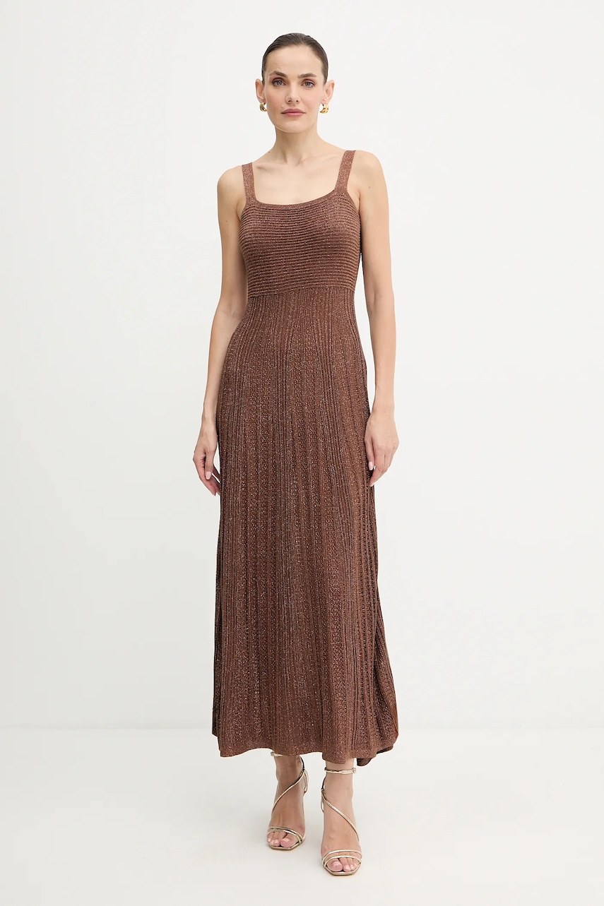 Morgan rochie culoarea maro, maxi, evazați, RMARMAI