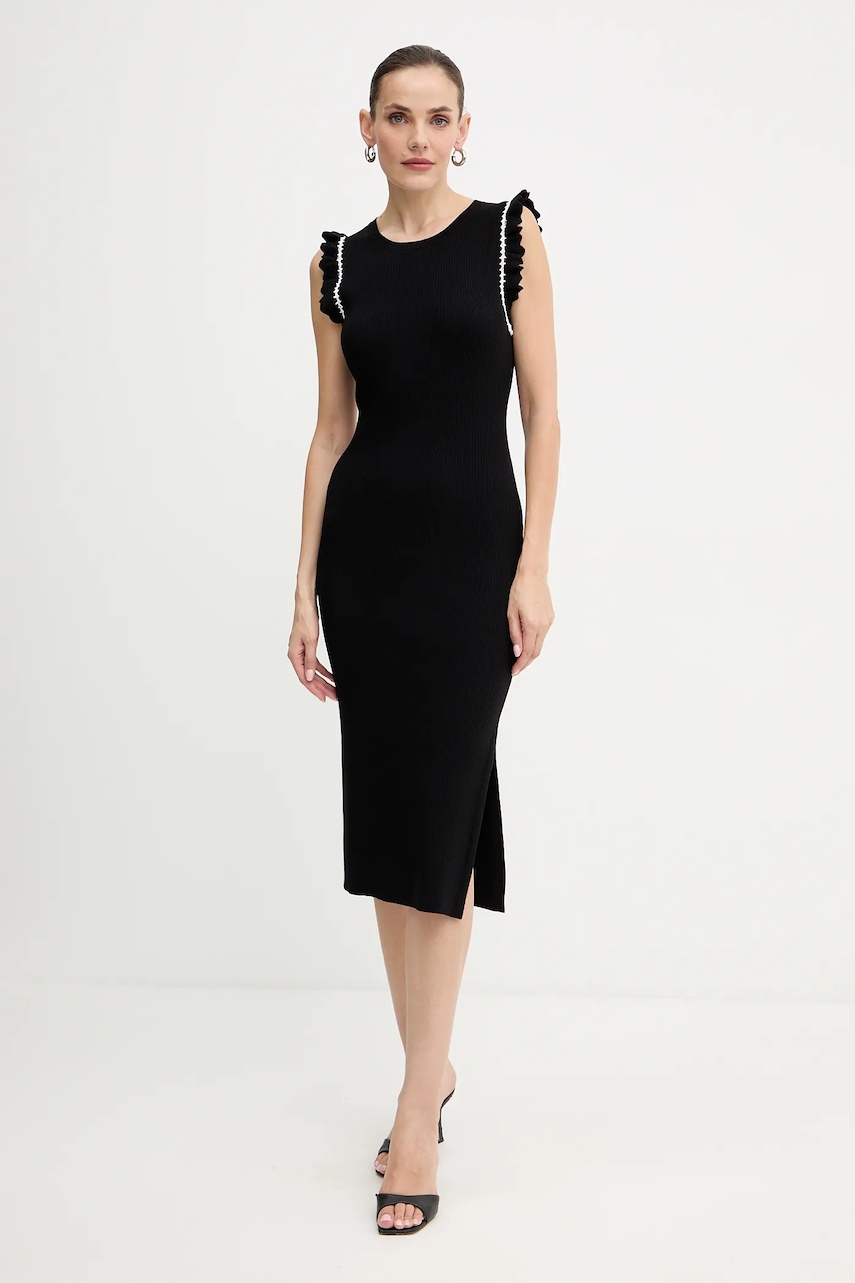 Morgan rochie culoarea negru, midi, mulată, RMSAGA