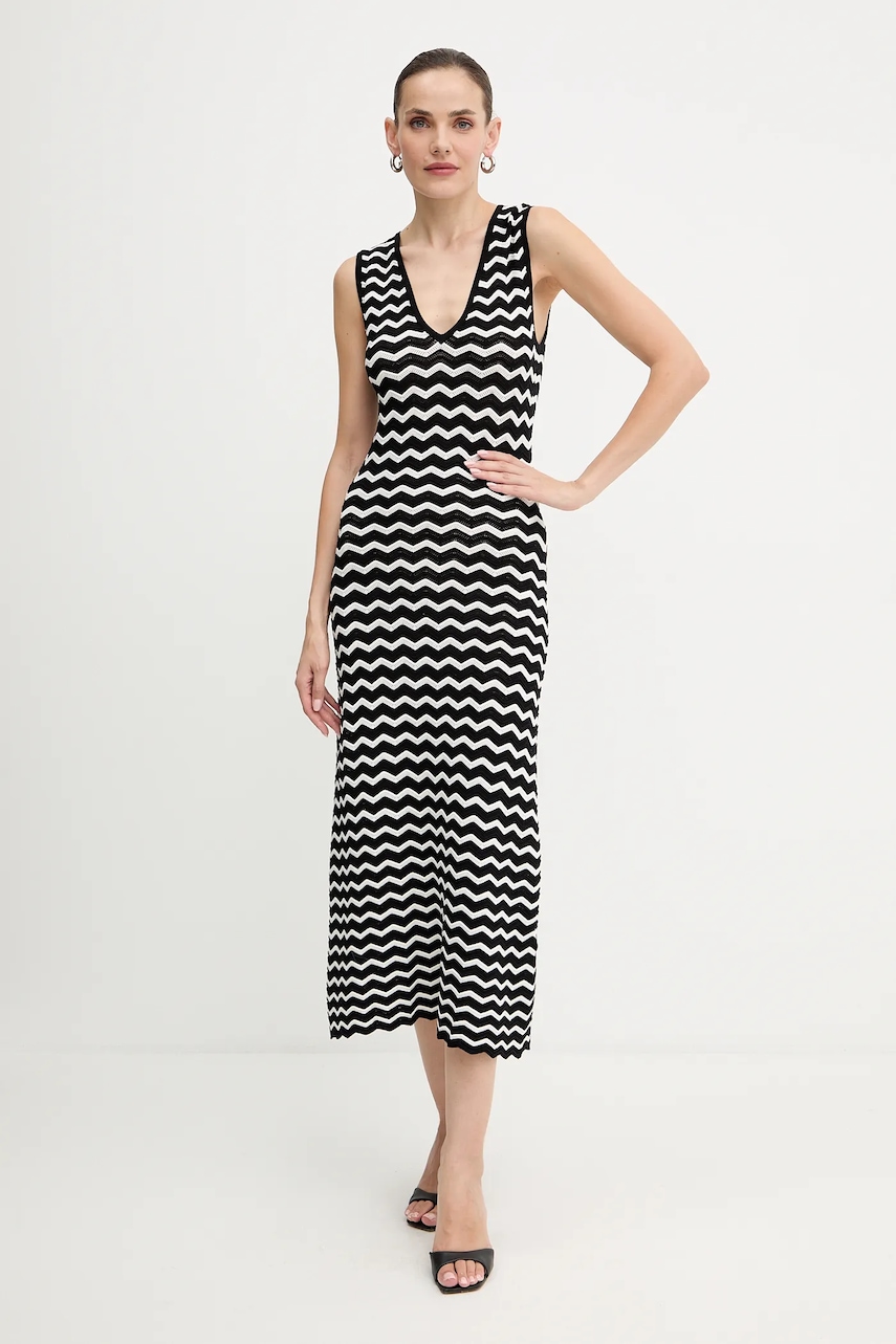 Morgan rochie culoarea negru, maxi, mulată, RMUSHA