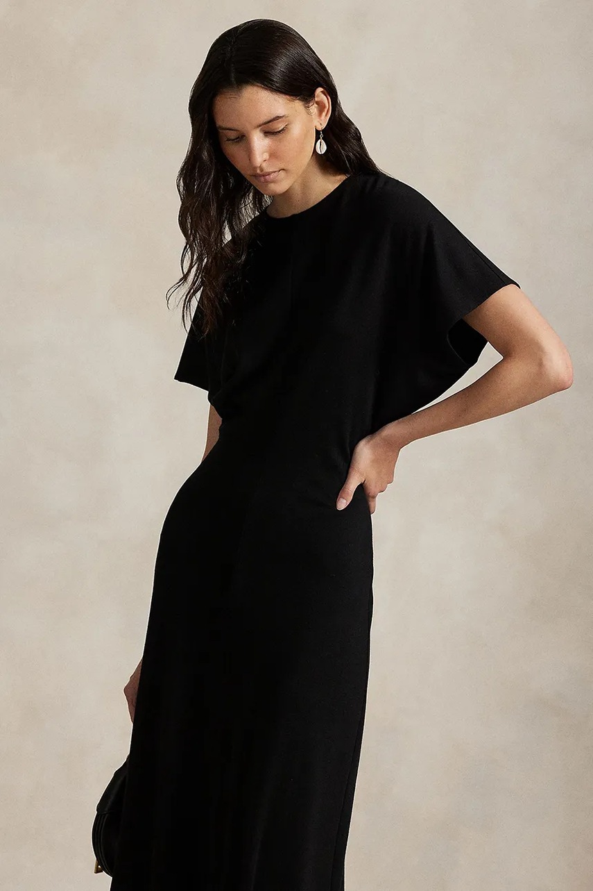 Сукня з додаванням вовни Polo Ralph Lauren колір чорний midi розкльошена 211971763