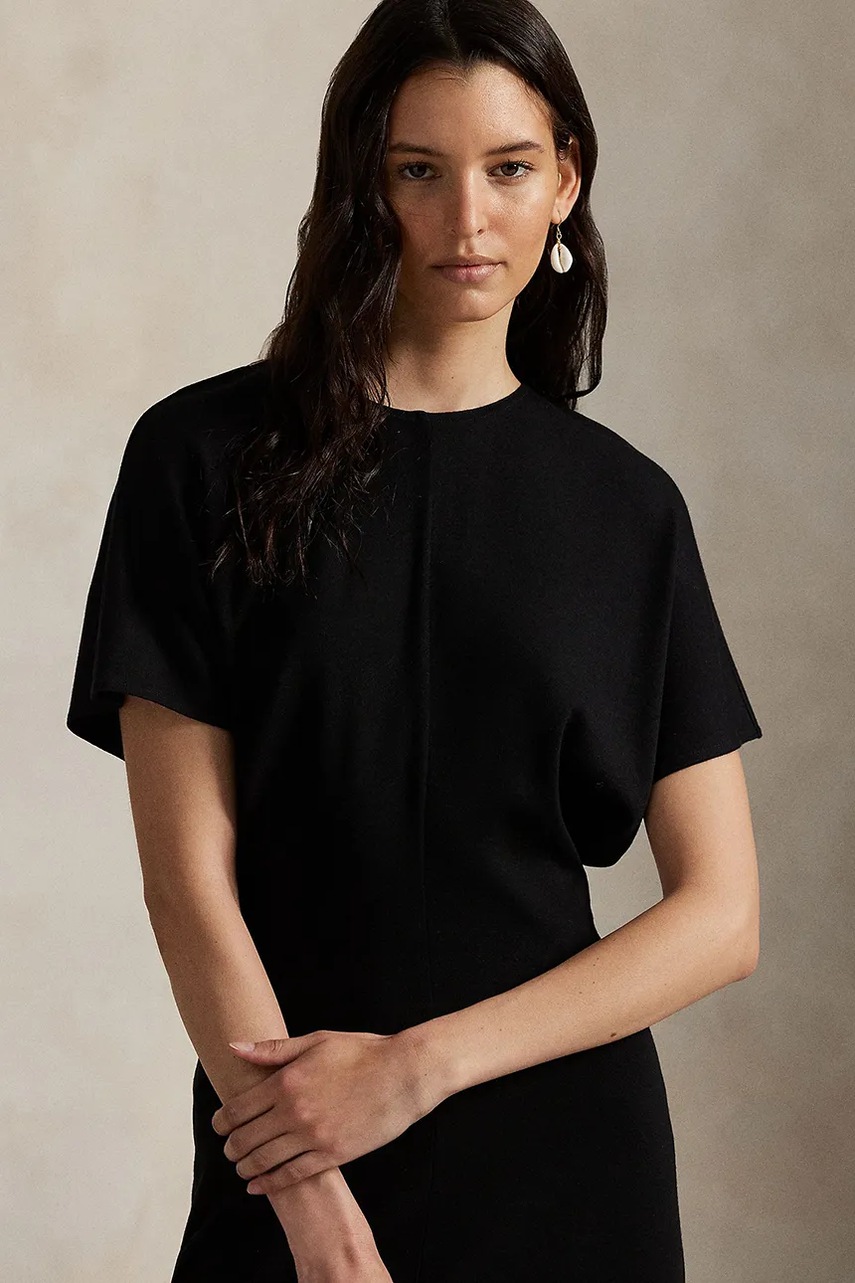 Сукня з додаванням вовни Polo Ralph Lauren колір чорний midi розкльошена 211971763