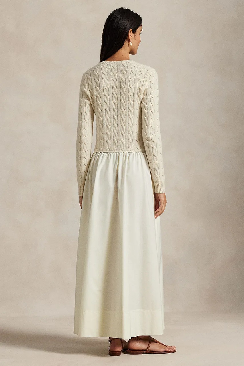 Сукня з додаванням вовни Polo Ralph Lauren колір білий maxi розкльошена 211978251