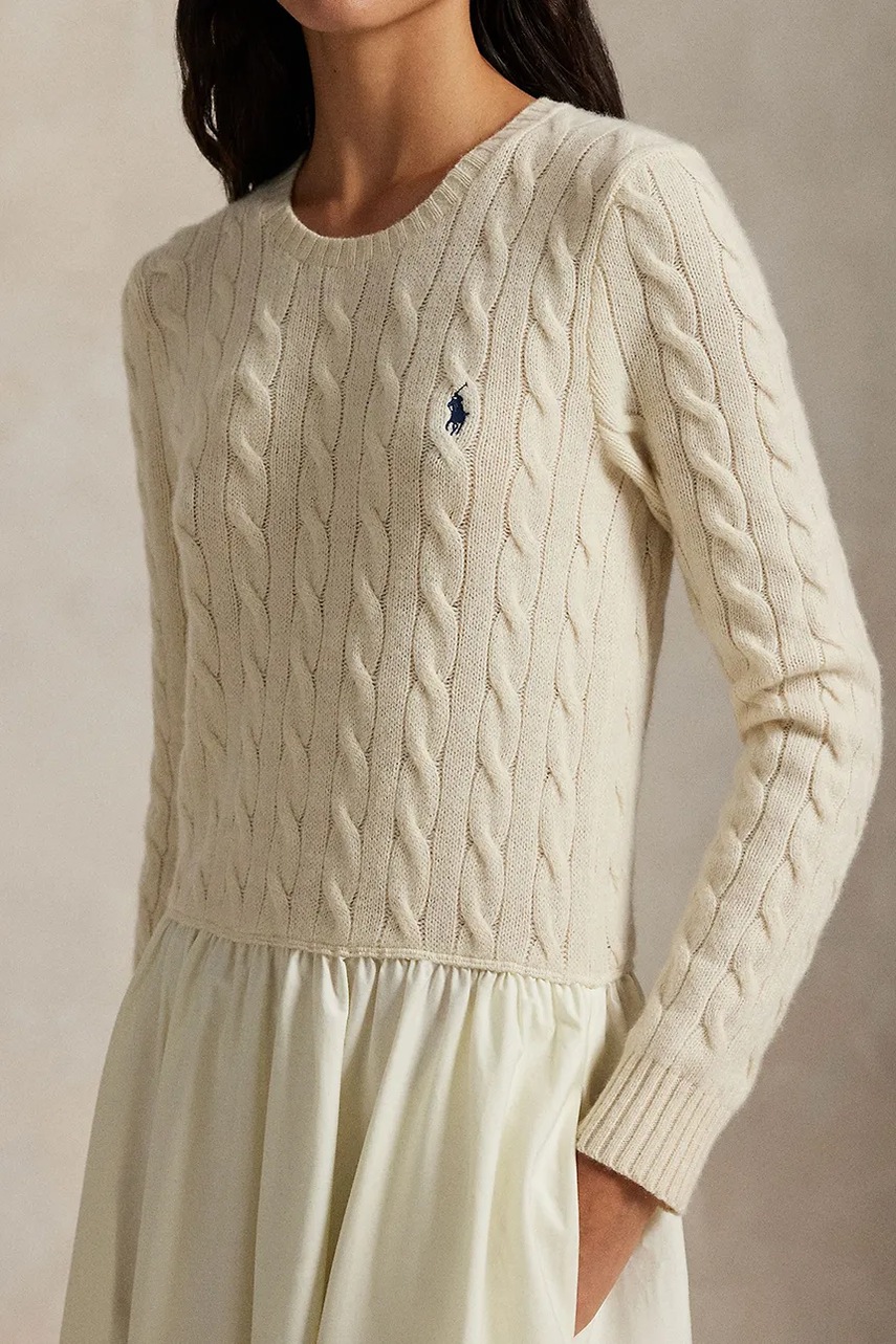 Сукня з додаванням вовни Polo Ralph Lauren колір білий maxi розкльошена 211978251