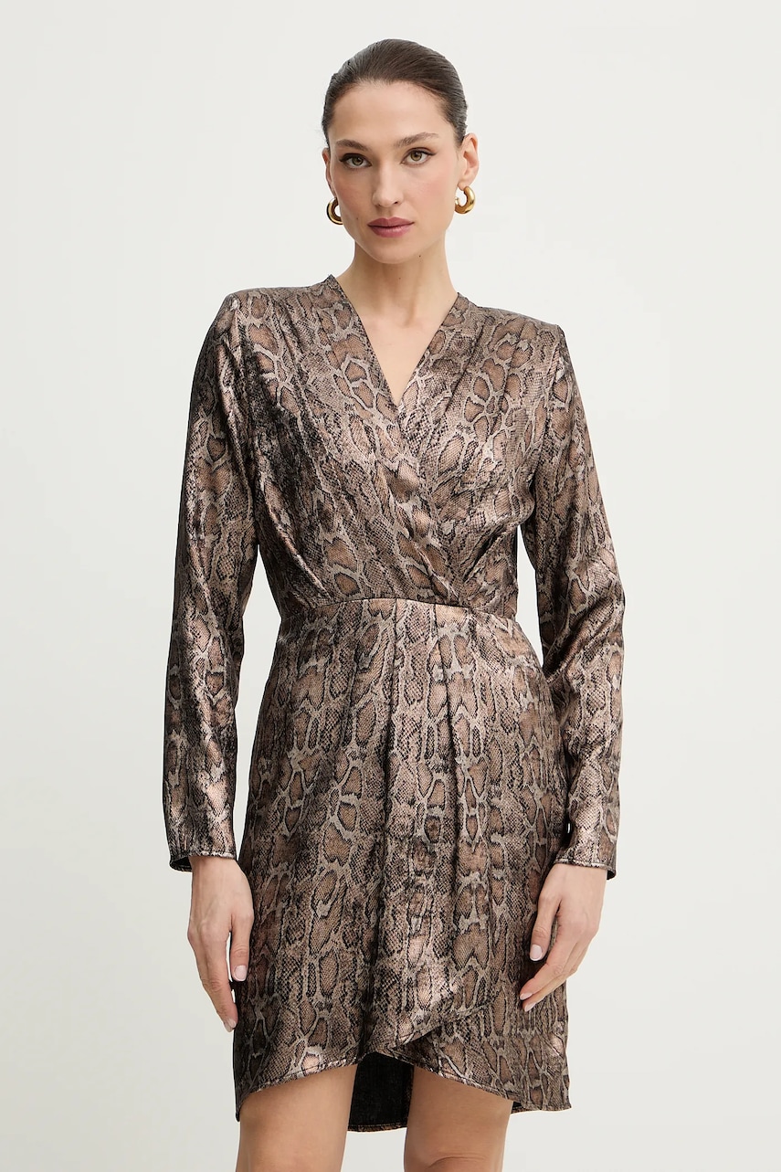 Morgan rochie culoarea maro, mini, evazați, RIBIL.F