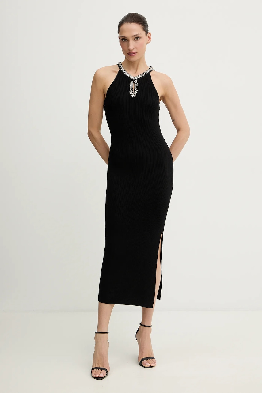 Morgan rochie culoarea negru, maxi, mulata, RMAHE