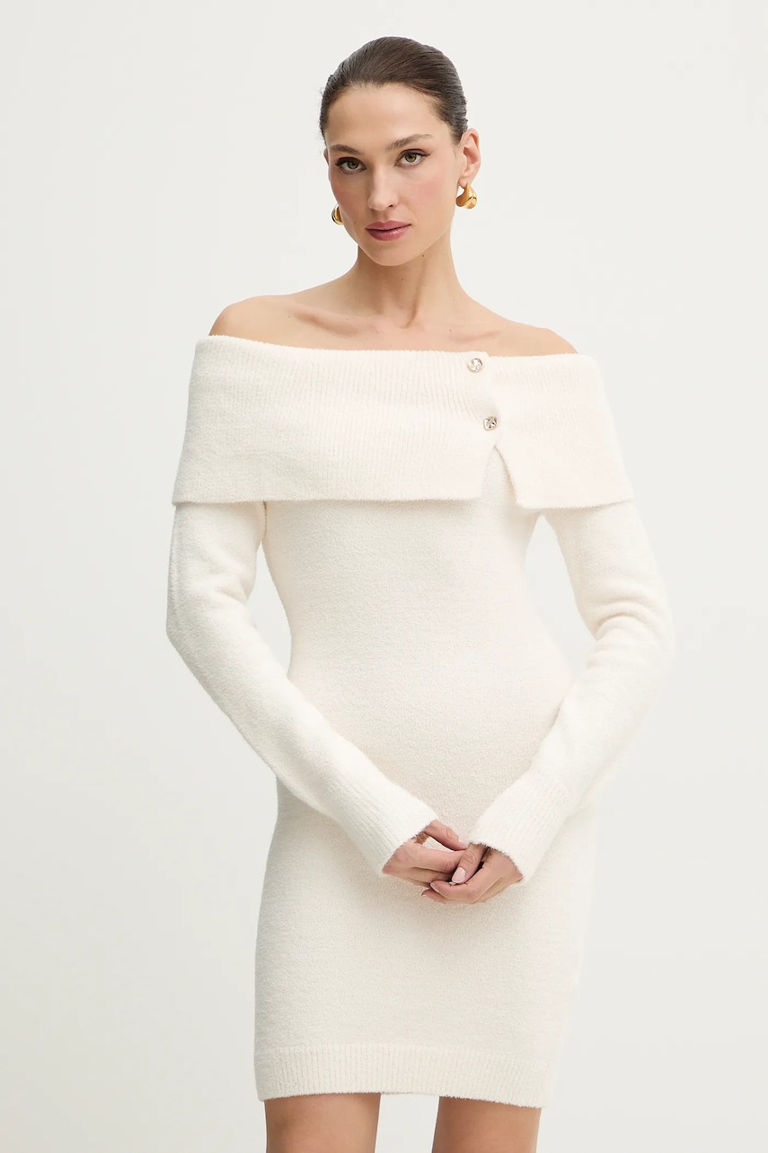 Morgan rochie culoarea bej, mini, mulata, RMBOGO