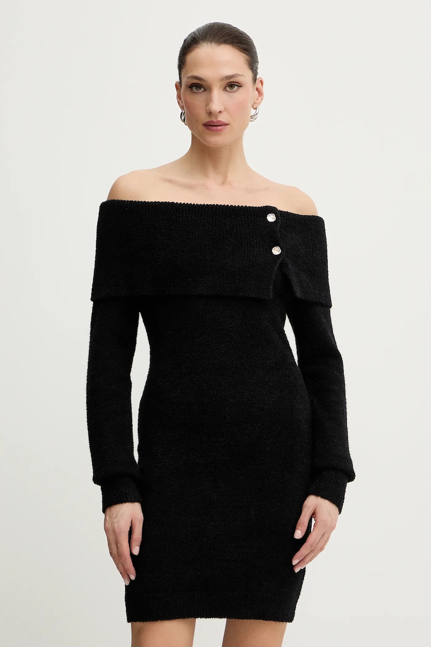 Morgan rochie culoarea negru, mini, mulata, RMBOGO