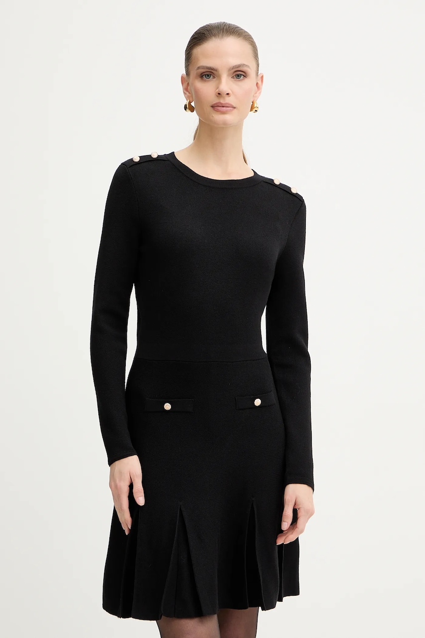 Morgan rochie din amestec de lână culoarea negru, mini, evazați, RMCOLO