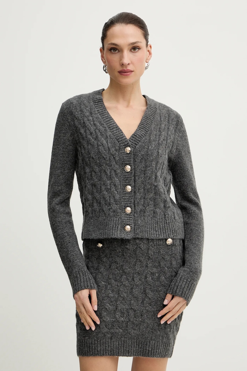 Morgan rochie din amestec de lână culoarea gri, mini, mulată, RMGREY