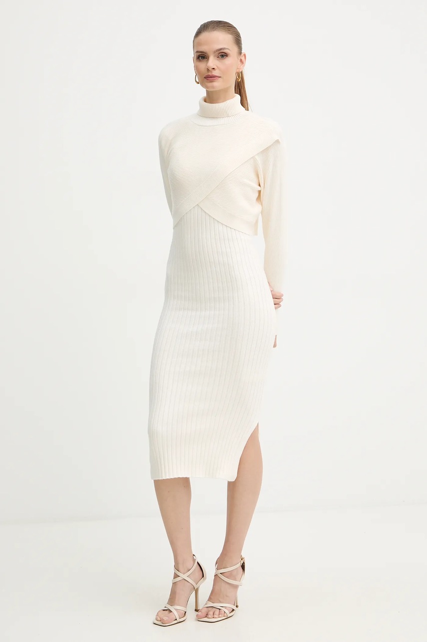 Сукня і светр Morgan колір бежевий midi облягаючі RMORIA