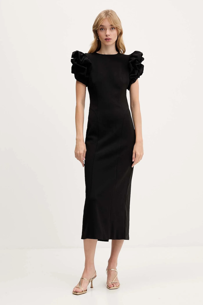 Rotate rochie culoarea negru, maxi, mulată, 114668100