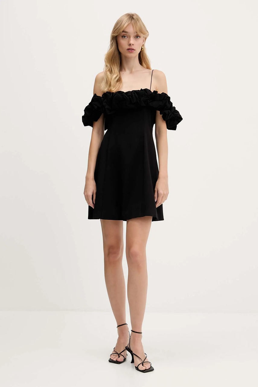 Платье Rotate цвет чёрный mini расклешённое 114670100