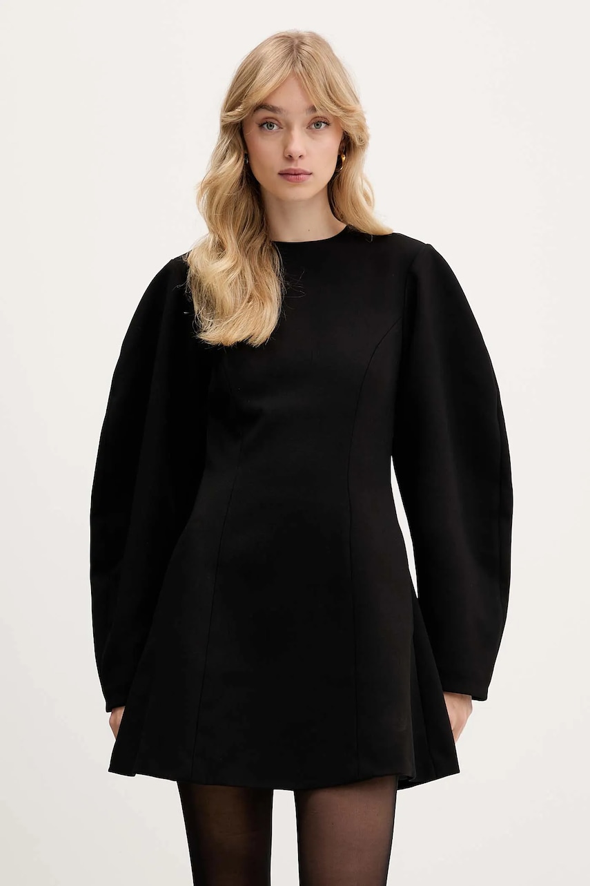 Rotate rochie culoarea negru, mini, evazați, 115194100