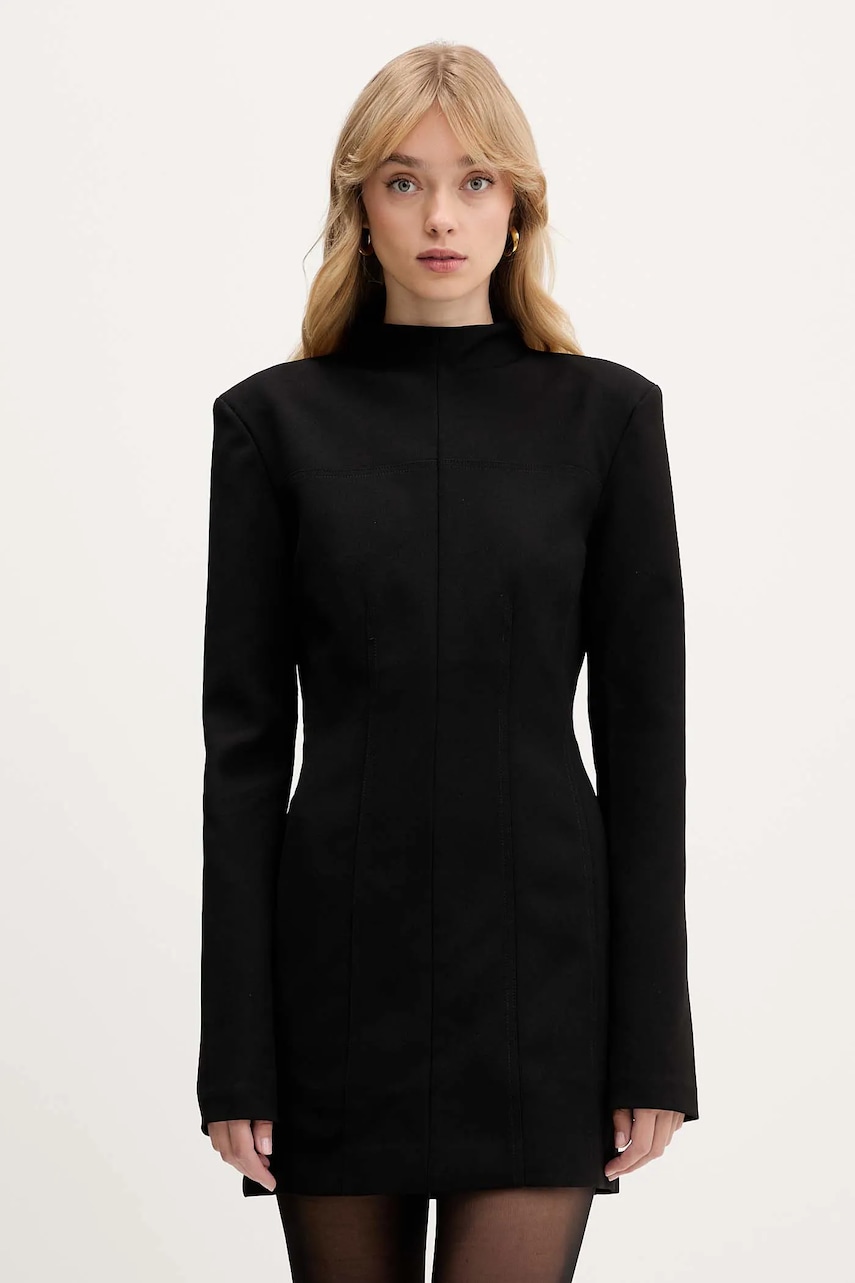 Rotate rochie culoarea negru, mini, evazați, 114835100