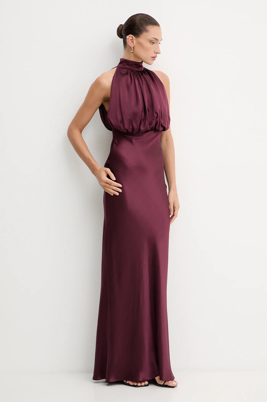 Шёлковое платье Rotate цвет бордовый maxi расклешённое 1146542734