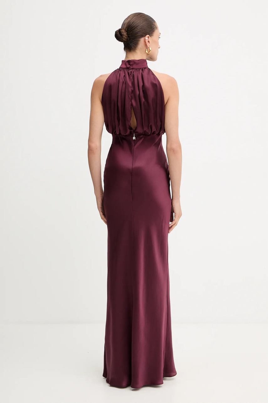 Шовкова сукня Rotate колір бордовий maxi розкльошена 1146542734