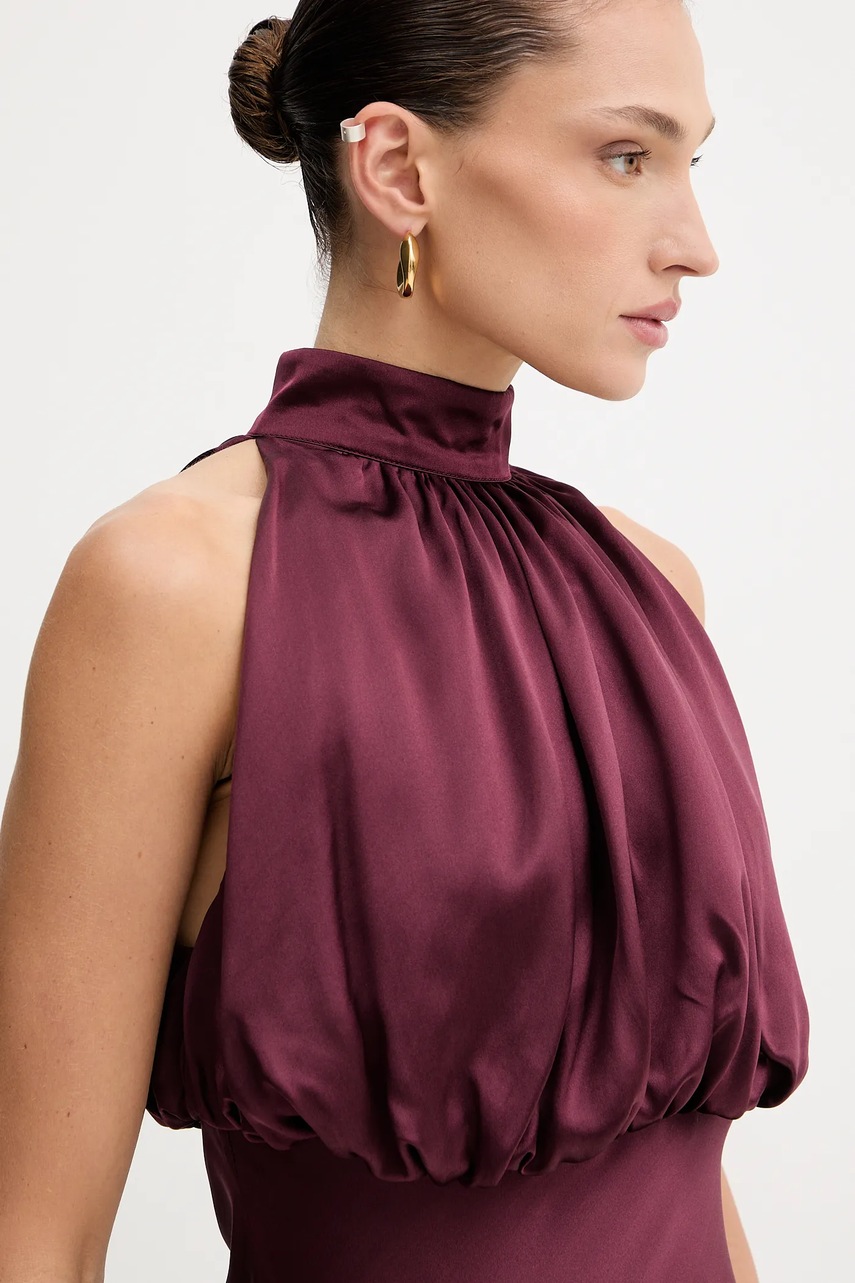 Шовкова сукня Rotate колір бордовий maxi розкльошена 1146542734