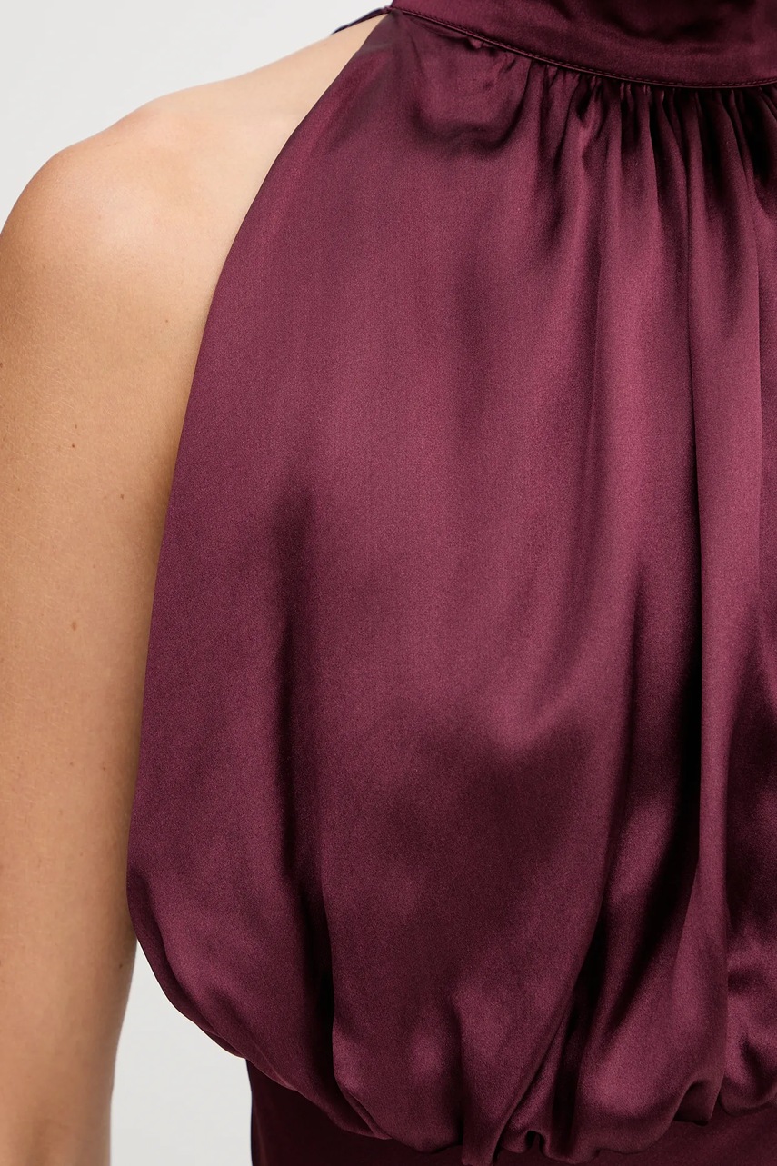 Шовкова сукня Rotate колір бордовий maxi розкльошена 1146542734