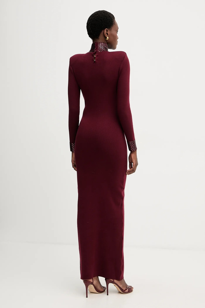 Сукня з домішкою вовни Retrofete Monroe колір бордовий maxi облягаюча HL24-8110