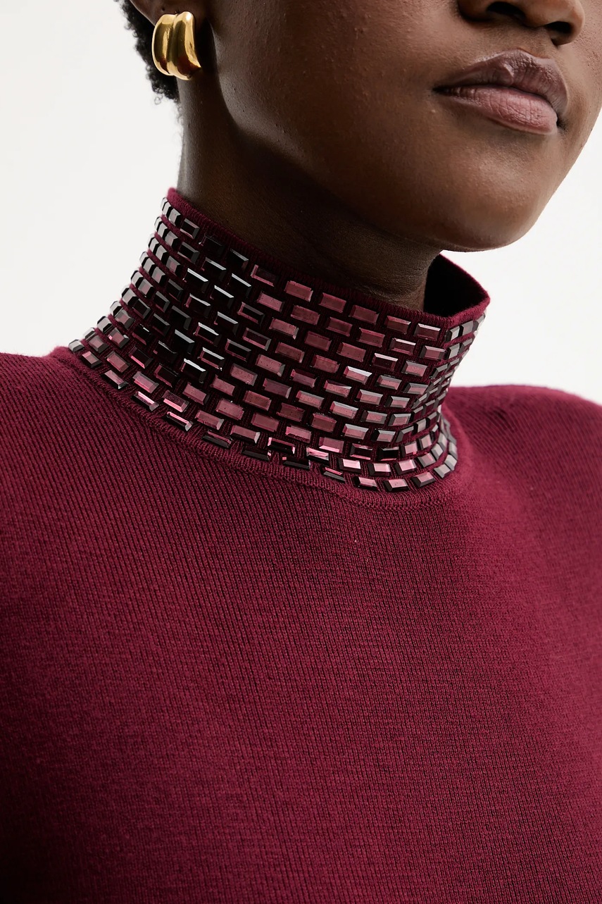 Сукня з домішкою вовни Retrofete Monroe колір бордовий maxi облягаюча HL24-8110