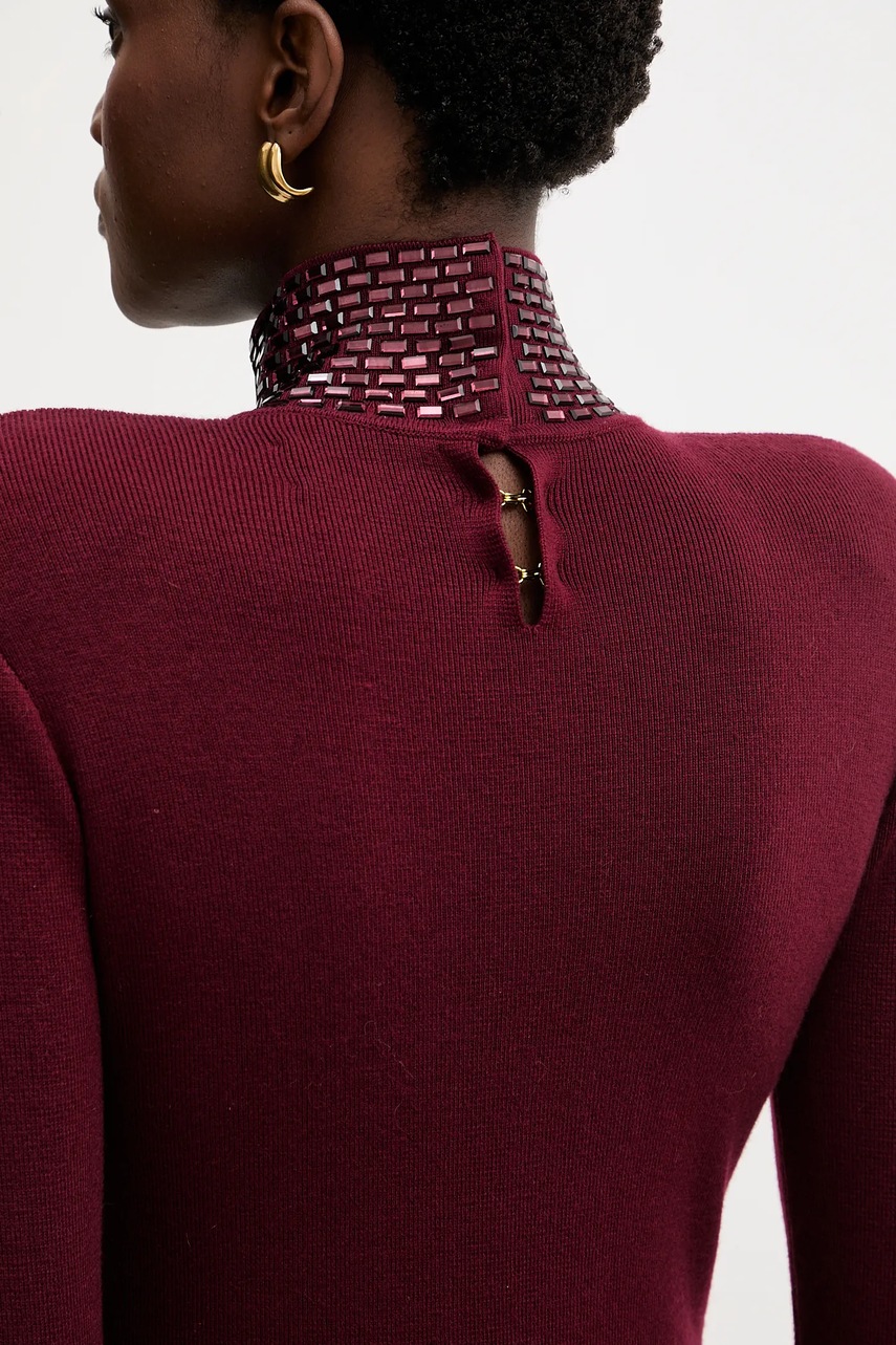 Сукня з домішкою вовни Retrofete Monroe колір бордовий maxi облягаюча HL24-8110