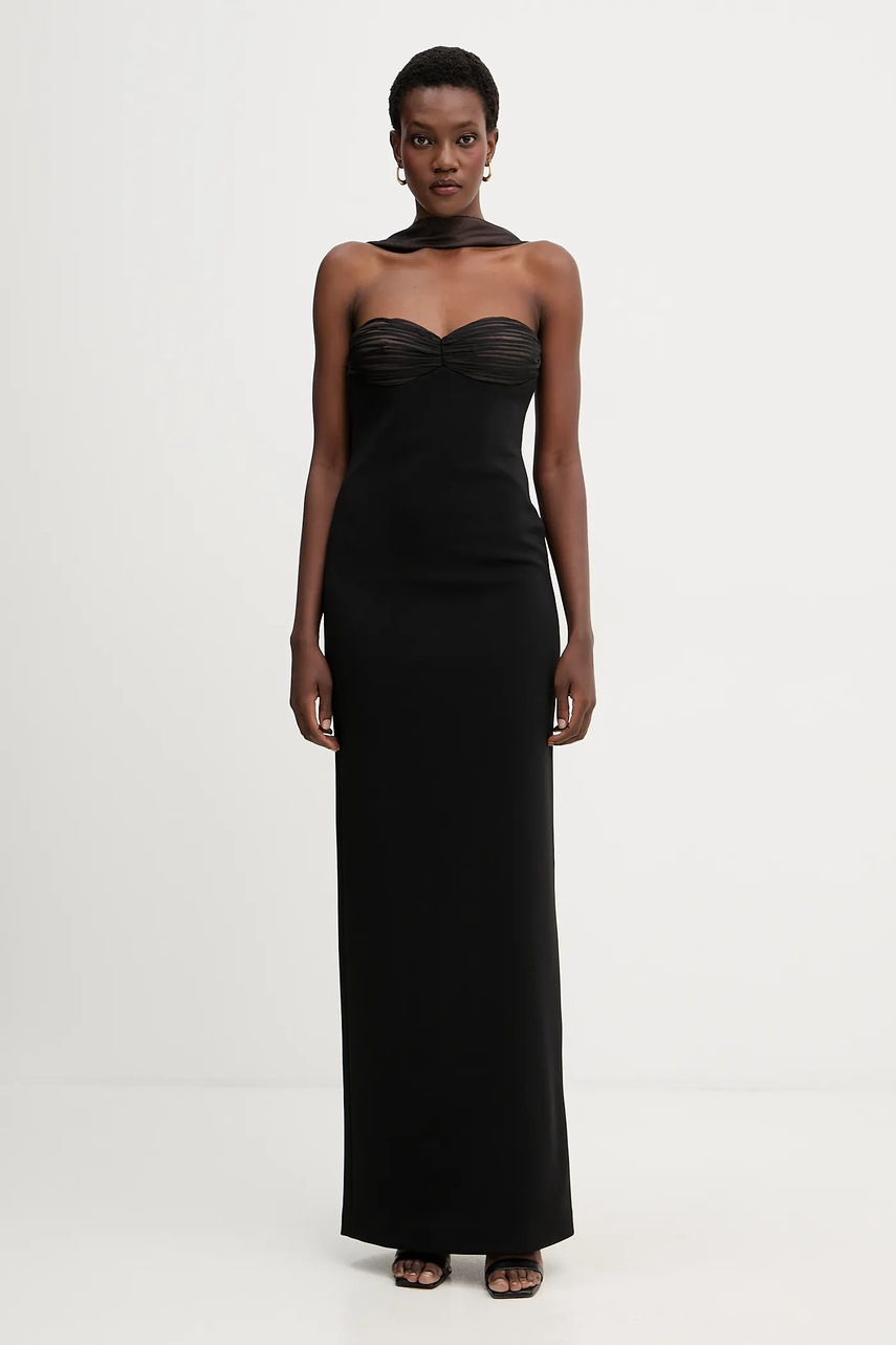 Retrofete rochie Daufine culoarea negru, maxi, mulată, R-FW25-11888-17