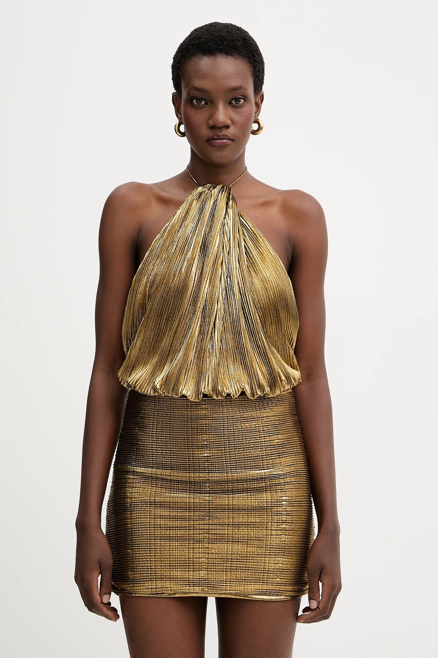 Retrofete rochie Lavinia culoarea auriu, mini, mulată, R-FW25-11899-17