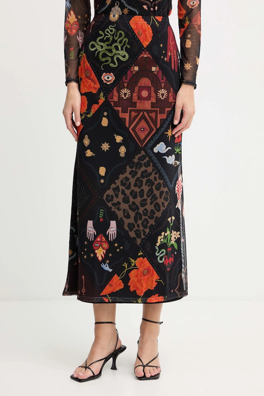 Never Fully Dressed fustă culoarea negru, maxi, drept, NFDSK751