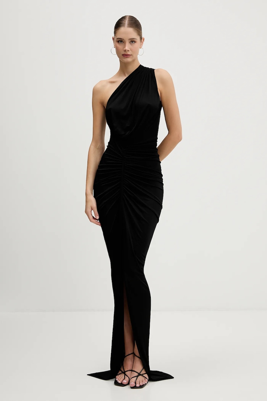 Rick Owens Lilies rochie Avra Gown culoarea negru, maxi, mulată, LI02E3505.JVS