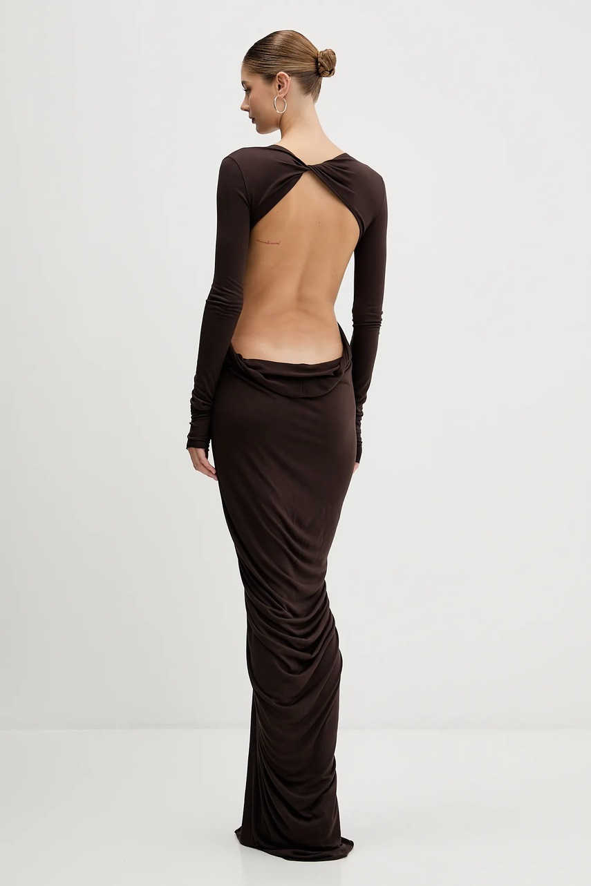 Сукня Rick Owens Lilies Poppy колір коричневий maxi облягаюча LI02E3507.RV