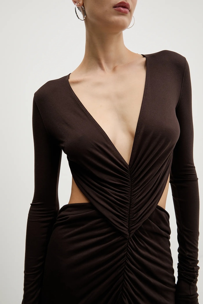 Сукня Rick Owens Lilies Poppy колір коричневий maxi облягаюча LI02E3507.RV