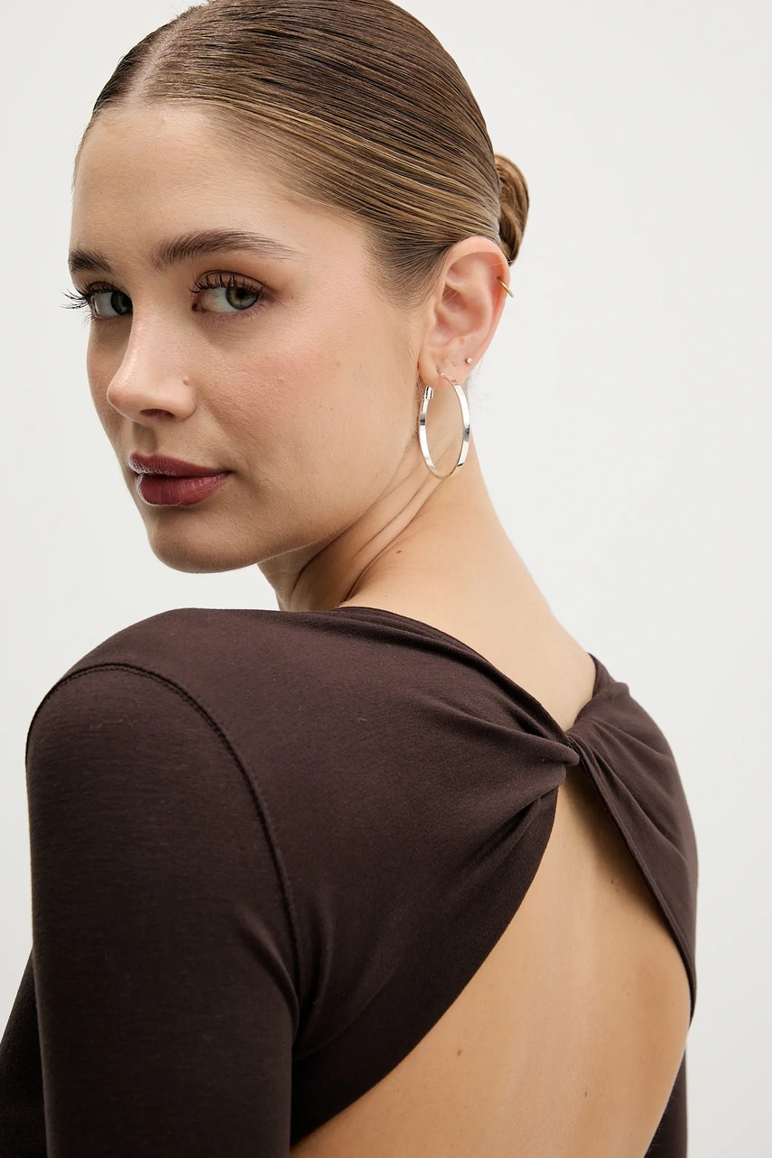 Сукня Rick Owens Lilies Poppy колір коричневий maxi облягаюча LI02E3507.RV