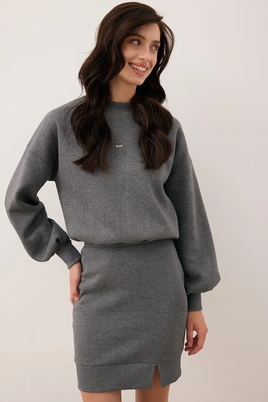 Bizuu rochie CAGLIARI culoarea gri, mini, oversize, CAGLIARI GRAFITOWY