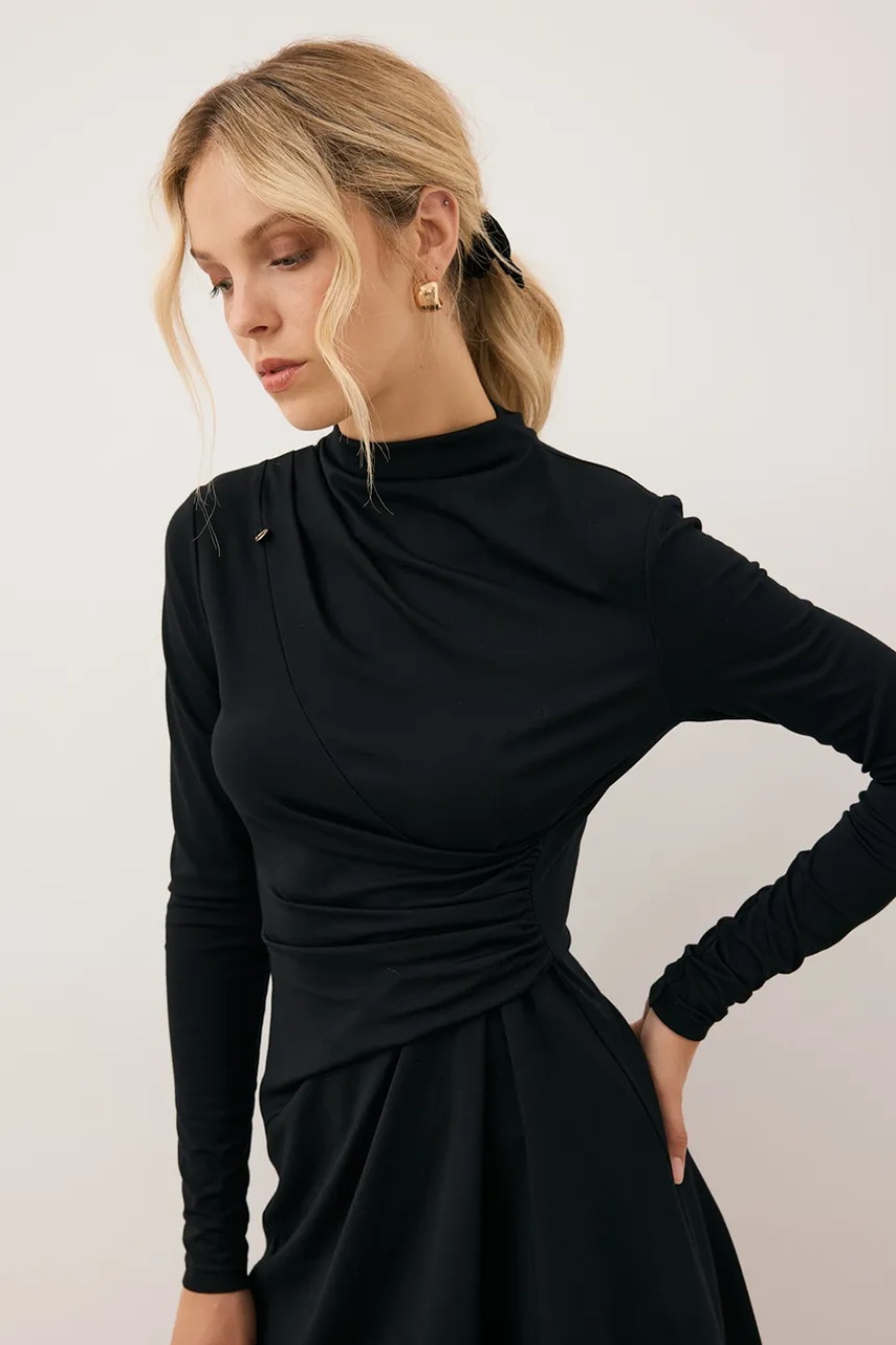 Сукня Bizuu SALOMEI колір чорний mini розкльошена SALOMEI CZARNY