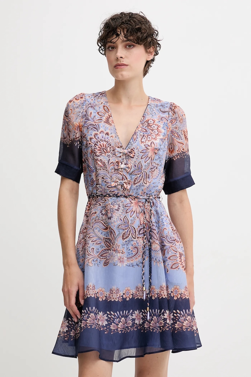 Hale BOB rochie din mătase culoarea bleumarin, mini, evazați, 55AL612A